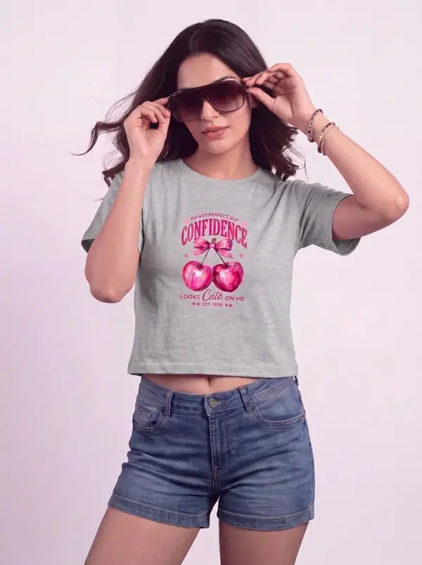 Crop Top- Confidence Grey view 3
